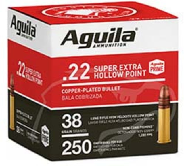 Aguila 1B221103 Standard High Velocity 22 LR 38 Gr Copper Plated Hollow Point (C