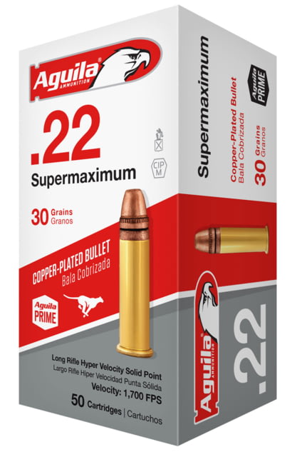 Aguila 1B222298 Special Supermaximum 22 LR 30 Gr Solid Point 50 Bx/ 100 Cs Rimfire Ammunition