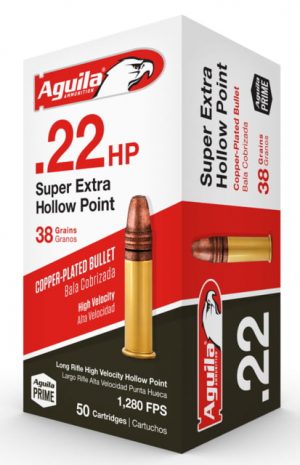 Aguila 1B222335 Standard High Velocity 22 LR 38 Gr Copper Plated Hollow Point Rimfire Ammunition