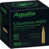 Aguila Ammunition 5.56x45mm NATO 62 grain Green Tipped Full Metal Jacket (FMJ) Brass Cased Centerfire Rifle Ammunition