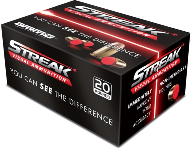 Ammo, Inc. STREAK 9mm Luger 115 grain Tracer-Like Jacketed Hollow Point Brass Cased Centerfire Visual Pistol Ammunition