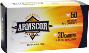 Armscor Precision Inc .30 Carbine 110 grain Full Metal Jacket Centerfire Pistol Ammunition