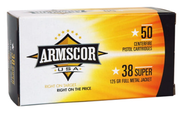 Armscor Precision Inc .38 Super 125 grain Full Metal Jacket Centerfire Pistol Ammunition