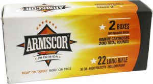 Armscor Precision Inc 50321 Rimfire 22 LR 36 Gr High Velocity Hollow Point (HVHP) Rimfire Ammunition