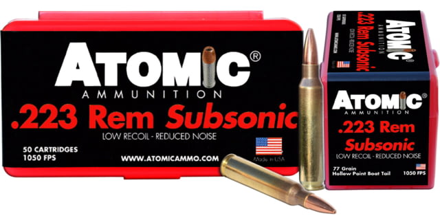 Atomic 00429 Rifle Subsonic 223 Rem 77 Gr Hollow Point Boat Tail (HPBT) 50 Bx/ 1