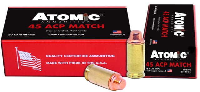Atomic 448 Match 45 ACP 185 Gr Semi Wadcutter (SWC) 50 Bx/ 10 Cs