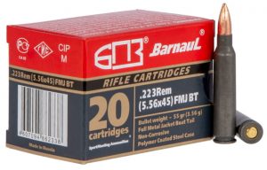 BarnauL .223 Remington 55 Grain Full Metal Jacket Boat-Tail Steel Cased Centerfire Rifle Ammunition
