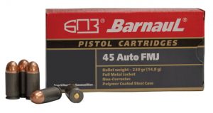 BarnauL .45 ACP 230 Grain Full Metal Jacket Steel Cased Centerfire Pistol Ammunition