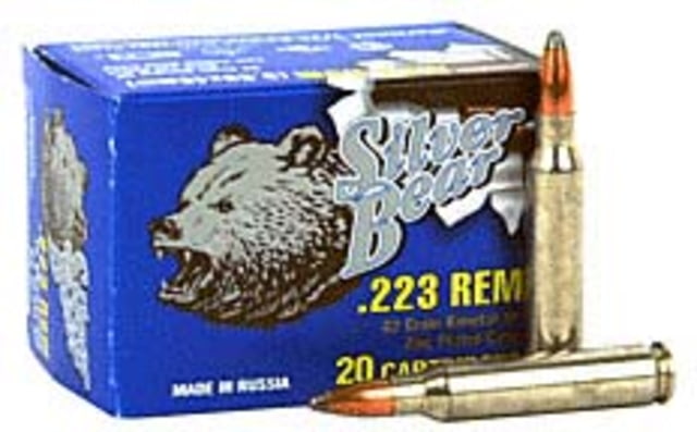 Bear Ammunition Silver Bear .223 Remington 62gr. Sp Zinc Plated 20-pack