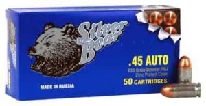 Bear Ammunition Silver Bear .45acp 230gr Fmj Zinc Plated Steel Case 50-pack