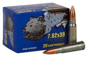 Bear Ammunition Silver Bear 7.62×39 123gr. Fmj Zinc Plated 500 Round Case