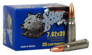 Bear Ammunition Silver Bear 7.62×39 123gr. Jhp Zinc-plated 500 Round Case