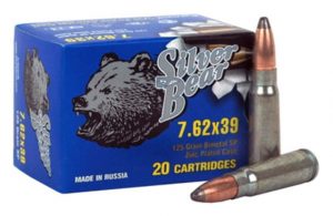 Bear Ammunition Silver Bear 7.62×39 125gr. Sp Zinc Plated 500 Round Case