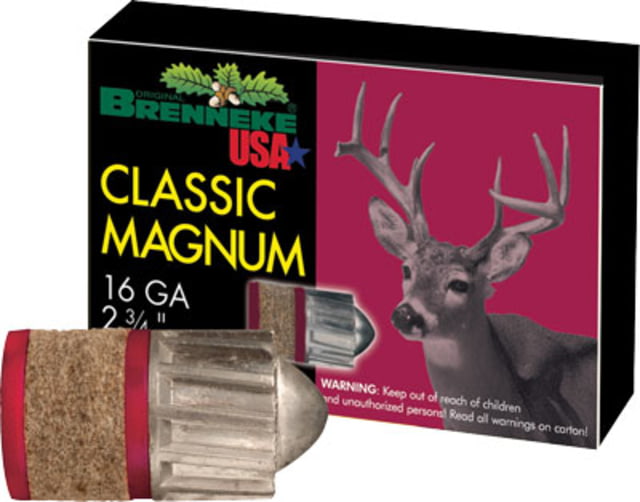 Brenneke Classic Magnum 16 Gauge 1 oz 2.75 in Centerfire Shotgun Slug Ammo