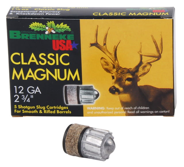 Brenneke SL122CLM Classic Magnum 12 Gauge 2.75" 1 1/8 Oz Slug Shot 5 Bx/ 50 Cs