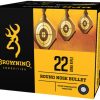 Browning BPR .22 Long Rifle 40 Grain Copper Plated Hollow Point Brass Cased Rimfire Ammunition