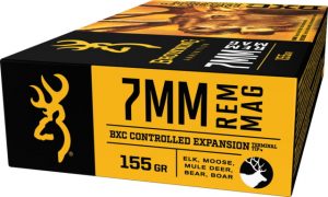 Browning BXC 7mm Remington Magnum 155 Grain Controlled Expansion Terminal Tip Brass Cased Centerfire Rifle Ammunition