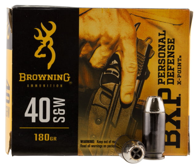 Browning BXP .40 S&W 180 Grain Jacketed Hollow Point Brass Cased Centerfire Pistol Ammunition