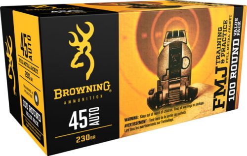 Browning FMJ .45 ACP 230 Grain Full Metal Jacket Brass Cased Centerfire Pistol Ammunition