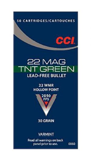 CCI 0060 Varmint TNT Green 22 Mag 30 Gr Hollow Point (HP) Rimfire Ammunition