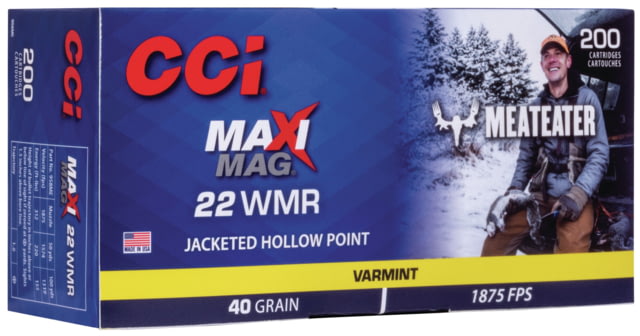 CCI Ammunition MeatEater Series Maxi-Mag .22 Winchester Magnum Rimfire 40 grain Jacketed Hollow Point Rimfire Ammunition