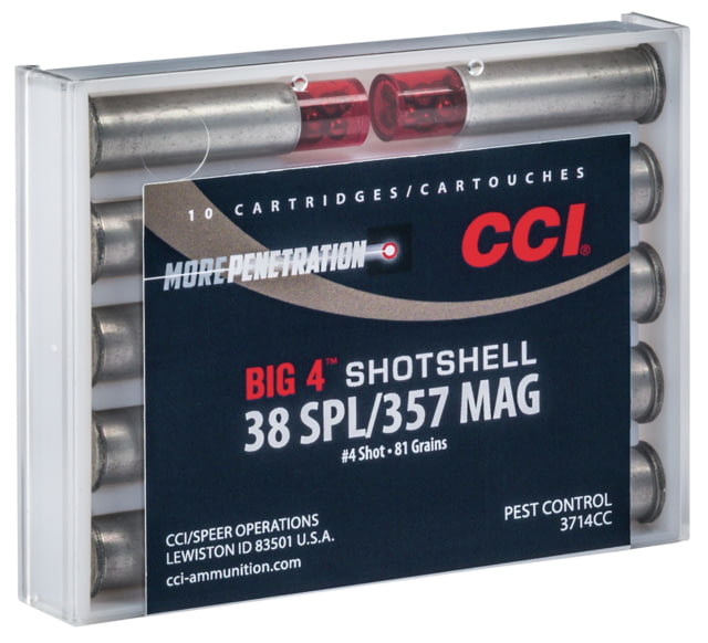 CCI Ammunition Pest Control Big 4 Shotshell .357 Magnum/ .38 Special 84 grain Shotshell Centerfire Pistol Ammunition