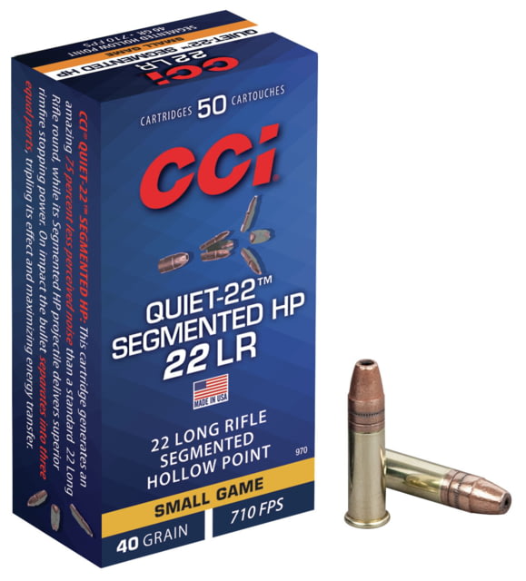 CCI Ammunition Quiet-22 Segmented HP .22 Long Rifle 40 grain Segmented Hollow Point Rimfire Ammunition