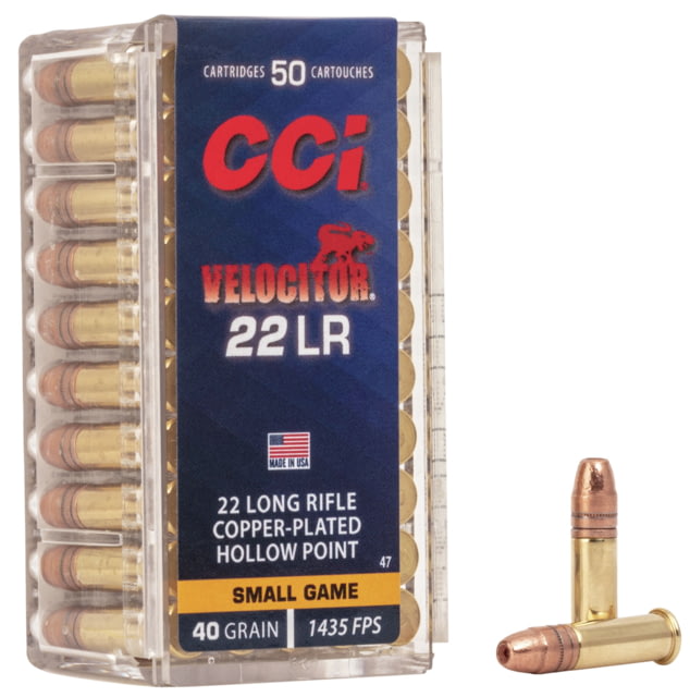 CCI Ammunition Velocitor .22 Long Rifle 40 grain Copper Plated Hollow Point Rimfire Ammunition