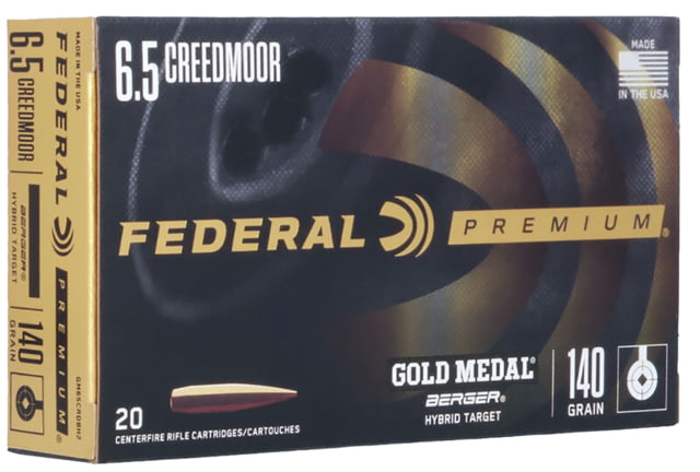 Federal GM65CRDBH2 Premium Gold Medal 6.5 Creedmoor 140 Gr Berger Hybrid Target