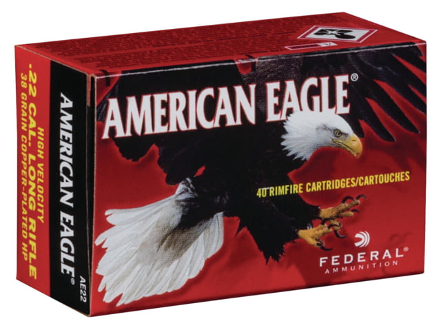 Federal Premium American Eagle Rimfire .22 Long Rifle 38 grain Jacketed Hollow Point Rimfire Ammunition