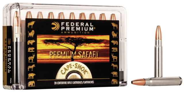 Federal Premium CAPE-SHOK 9.3x62mm Mauser 286 grain Swift A-Frame Centerfire Rifle Ammunition