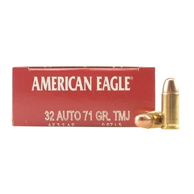 Federal Premium Centerfire Handgun Ammunition .32 ACP 71 grain Full Metal Jacket Brass Cased Centerfire Pistol Ammunition
