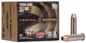Federal Premium Centerfire Handgun Ammunition .357 Magnum 130 grain Hydra-Shok Jacketed Hollow Point Centerfire Pistol Ammunition