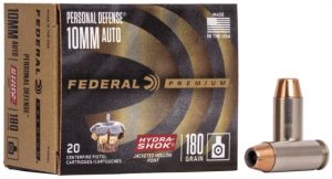 Federal Premium Centerfire Handgun Ammunition 10mm Auto 180 grain Hydra-Shok Jacketed Hollow Point Centerfire Pistol Ammunition