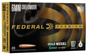 Federal Premium GOLD MEDAL SIERRA MATCHKING 6mm Creedmoor 107 grain Sierra MatchKing Boat Tail Hollow Point Centerfire Rifle Ammunition
