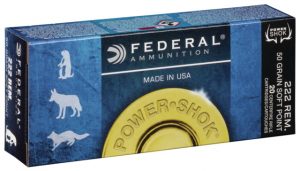 Federal Premium Power-Shok .222 Remington 50 grain Jacketed Soft Point Centerfire Rifle Ammunition