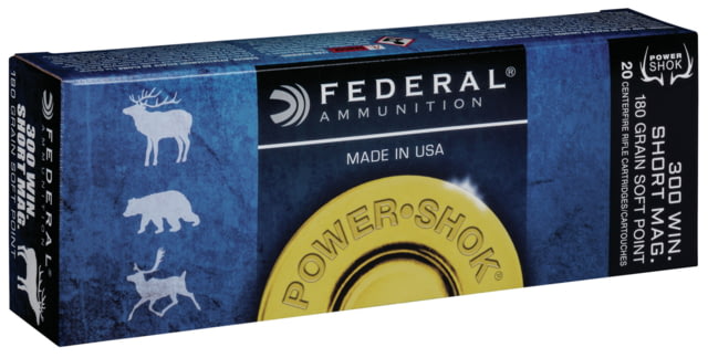 Federal Premium Power-Shok .300 Winchester Short Magnum 180 grain Jacketed Soft Point Centerfire Rifle Ammunition