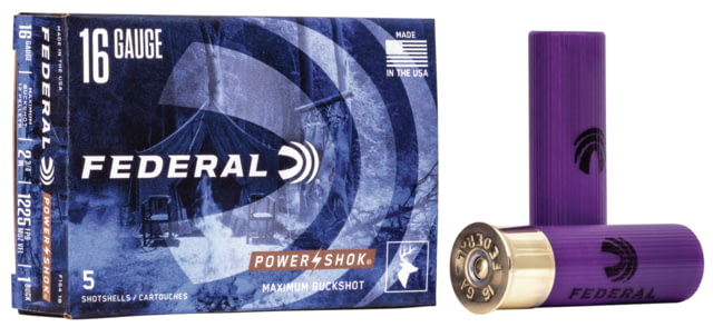 Federal Premium Power Shok 16 Gauge 12 Pellets Power Shok Buckshot Centerfire Shotgun Ammunition