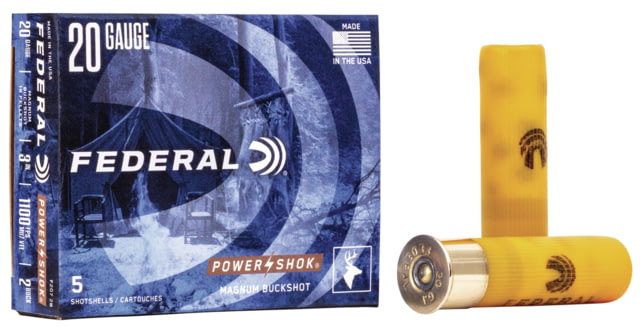 Federal Premium Power Shok 20 Gauge 18 Pellets Power Shok Buckshot Centerfire Shotgun Ammunition