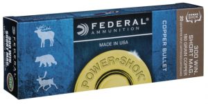 Federal Premium Power-Shok Copper .300 Winchester Short Magnum 180 grain Copper Hollow Point Centerfire Rifle Ammunition