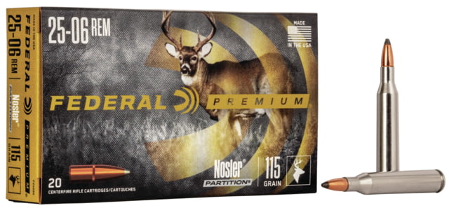 Federal Premium VITAL-SHOK .25-06 Remington 115 grain Nosler Partition Centerfire Rifle Ammunition
