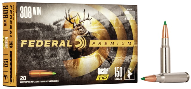 Federal Premium VITAL-SHOK .308 Winchester 150 grain Nosler Ballistic Tip Centerfire Rifle Ammunition