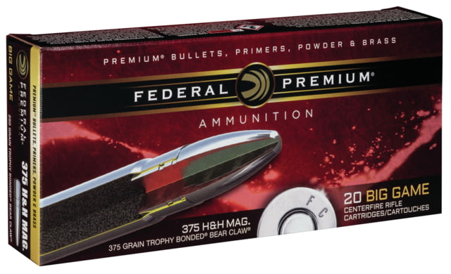 Federal Premium VITAL-SHOK .375 H&H Magnum 250 grain Trophy Bonded Bear Claw Centerfire Rifle Ammunition