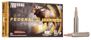 Federal Premium VITAL-SHOK 7mm Remington Magnum 160 grain Nosler Partition Centerfire Rifle Ammunition