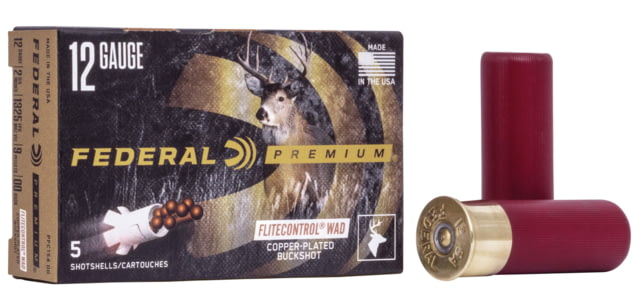Federal Premium Vital Shok 12 Gauge 9 Pellets Buckshot with FLITECONTROL Wad Centerfire Shotgun Ammunition