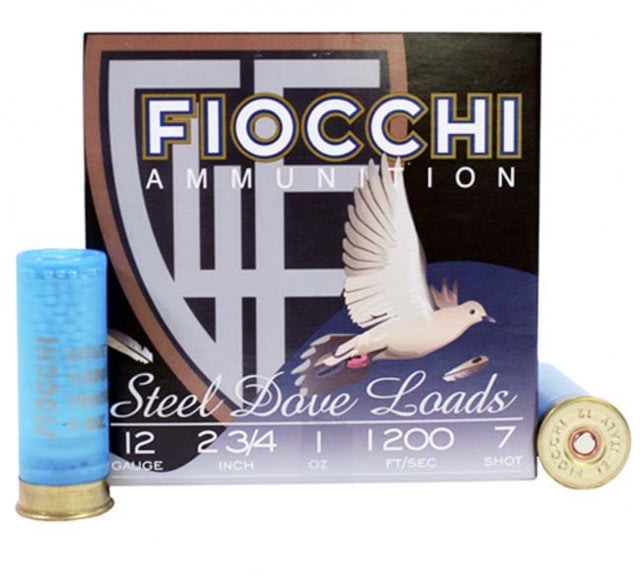Fiocchi 12DLS187 Steel Dove 12 Gauge 2.75" 1 1/8 Oz 7 Shot 25 Bx/10 Cs