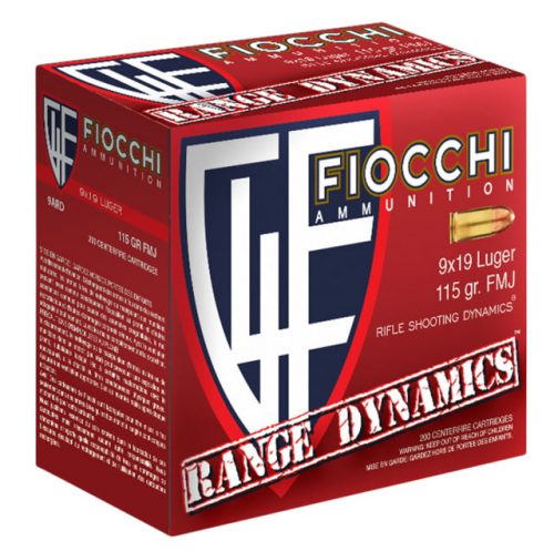 Fiocchi 9ARD Range Dynamics 9mm Luger 115 Gr Full Metal Jacket (FMJ) 200 Bx/ 5