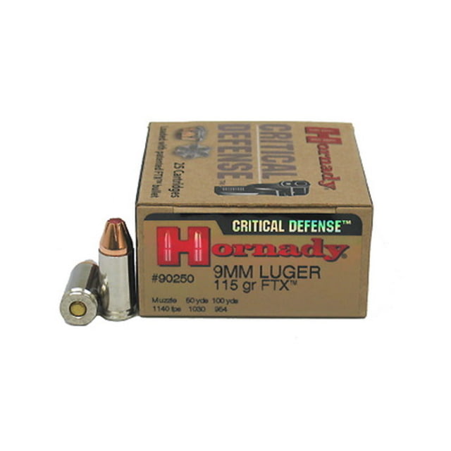 Hornady Critical Defense 9mm Luger 115 grain FTX Centerfire Pistol Ammunition