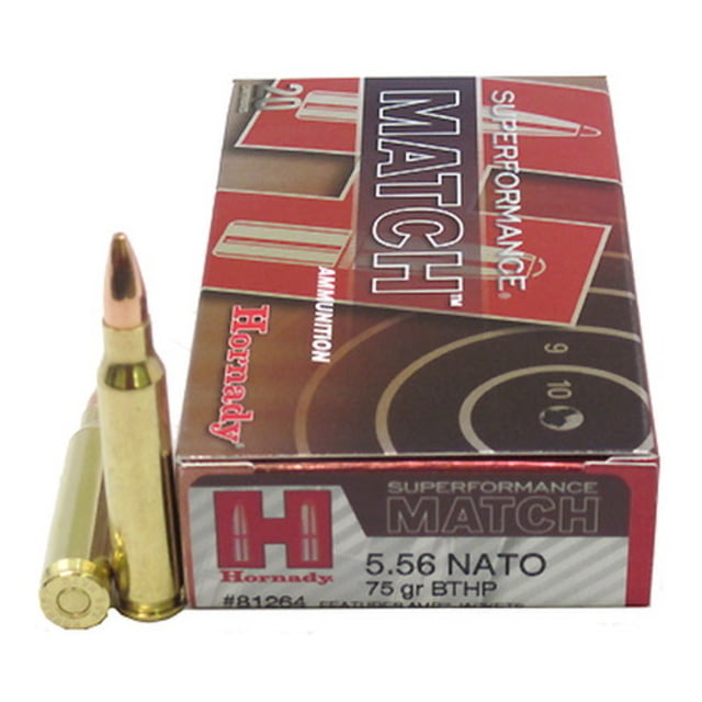 Hornady Superformance Match 5.56x45mm NATO 75 grain BTHP Match Centerfire Rifle Ammunition