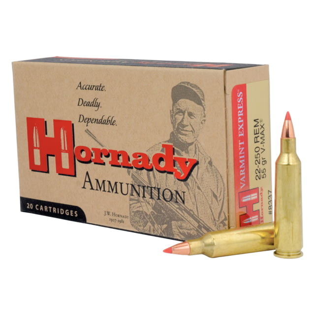 Hornady Varmint Express .22-250 Remington 55 grain V-Max Centerfire Rifle Ammunition